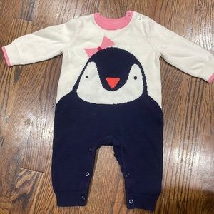 GAP penguin holiday onesie for baby girls. 3-6 Months.